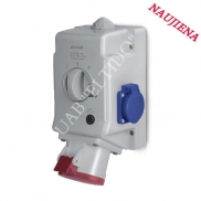 Dėžė su lizdais 32A 5P+1x230V ir revers. jungikl. L-0-P Scame