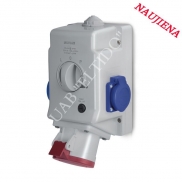 Dėžė su lizdais 32A 5P+2x230V ir revers. jungikl. L-0-P Scame