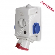 Dėžė su lizdais 32A 4P+2x230V ir revers. jungikl. L-0-P Scame